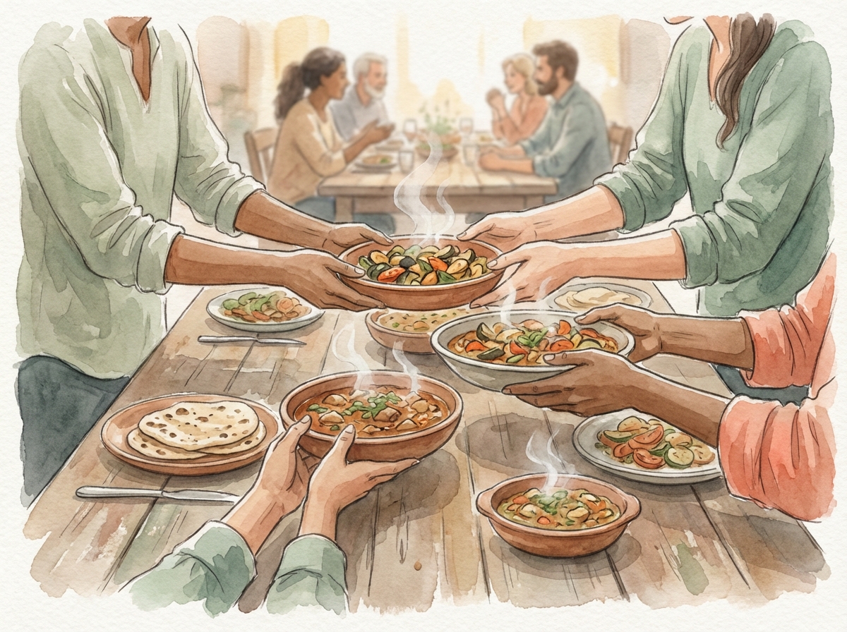 Community dining and sharing food